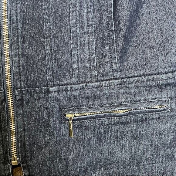 Apostrophe Jean jacket black stretch denim zipper pockets tailored size 8 NWOT - Picture 3 of 5